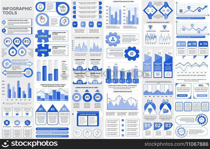 Bundle infographic elements data visualization vector design template. Can be used for steps, business processes, workflow, diagram, flowchart concept, timeline, marketing icons, info graphics.