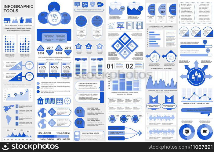 Bundle infographic elements data visualization vector design template. Can be used for steps, business processes, workflow, diagram, flowchart concept, timeline, marketing icons, info graphics.