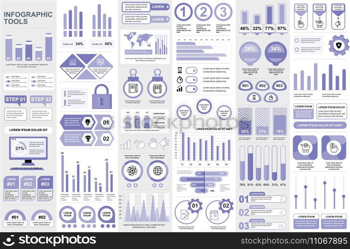 Bundle infographic elements data visualization vector design template. Can be used for steps, business processes, workflow, diagram, flowchart concept, timeline, marketing icons, info graphics.