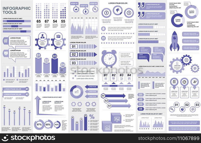 Bundle infographic elements data visualization vector design template. Can be used for steps, business processes, workflow, diagram, flowchart concept, timeline, marketing icons, info graphics.
