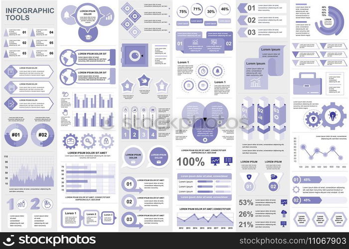 Bundle infographic elements data visualization vector design template. Can be used for steps, business processes, workflow, diagram, flowchart concept, timeline, marketing icons, info graphics.