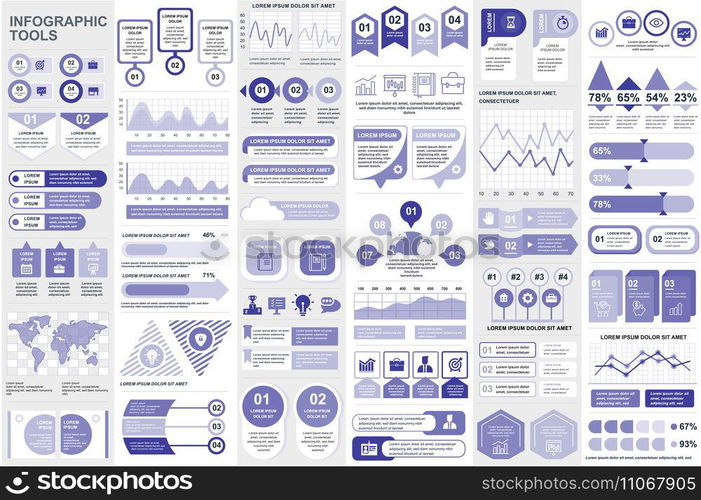 Bundle infographic elements data visualization vector design template. Can be used for steps, business processes, workflow, diagram, flowchart concept, timeline, marketing icons, info graphics.