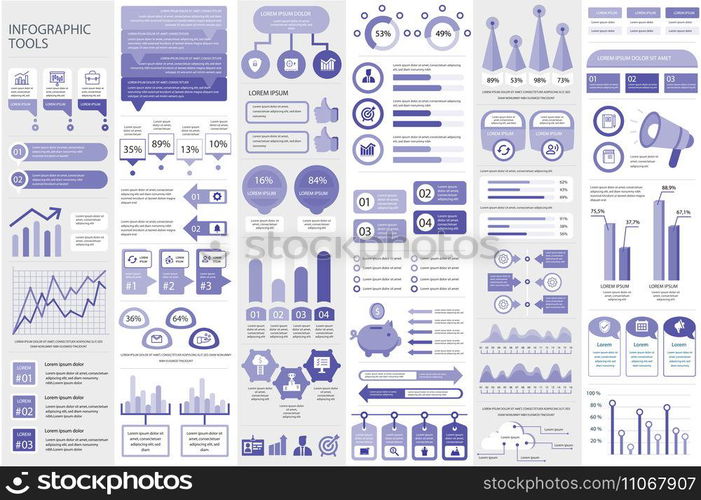 Bundle infographic elements data visualization vector design template. Can be used for steps, business processes, workflow, diagram, flowchart concept, timeline, marketing icons, info graphics.
