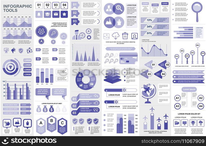 Bundle infographic elements data visualization vector design template. Can be used for steps, business processes, workflow, diagram, flowchart concept, timeline, marketing icons, info graphics.