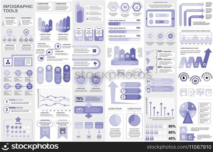 Bundle infographic elements data visualization vector design template. Can be used for steps, business processes, workflow, diagram, flowchart concept, timeline, marketing icons, info graphics.