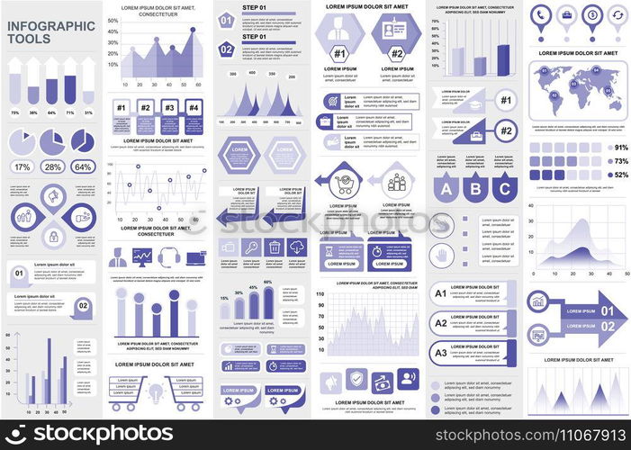 Bundle infographic elements data visualization vector design template. Can be used for steps, business processes, workflow, diagram, flowchart concept, timeline, marketing icons, info graphics.