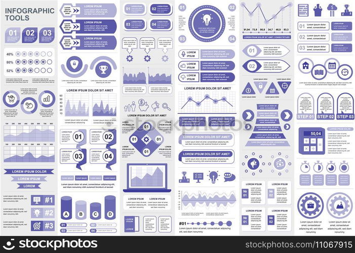 Bundle infographic elements data visualization vector design template. Can be used for steps, business processes, workflow, diagram, flowchart concept, timeline, marketing icons, info graphics.