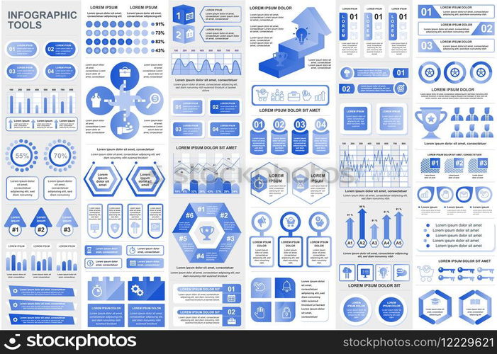 Bundle infographic elements data visualization vector design template. Can be used for steps, business processes, workflow, diagram, flowchart concept, timeline, marketing icons, info graphics.