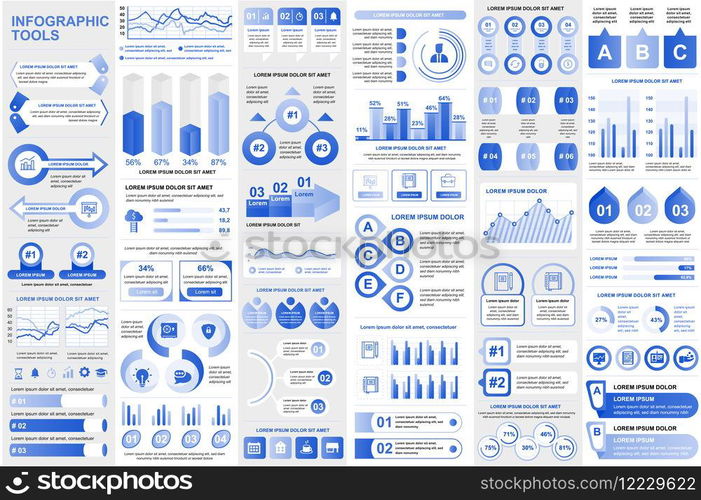 Bundle infographic elements data visualization vector design template. Can be used for steps, business processes, workflow, diagram, flowchart concept, timeline, marketing icons, info graphics.