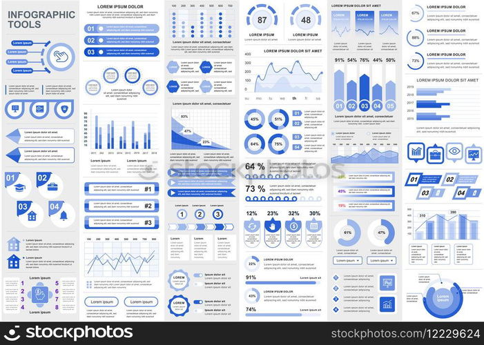 Bundle infographic elements data visualization vector design template. Can be used for steps, business processes, workflow, diagram, flowchart concept, timeline, marketing icons, info graphics.