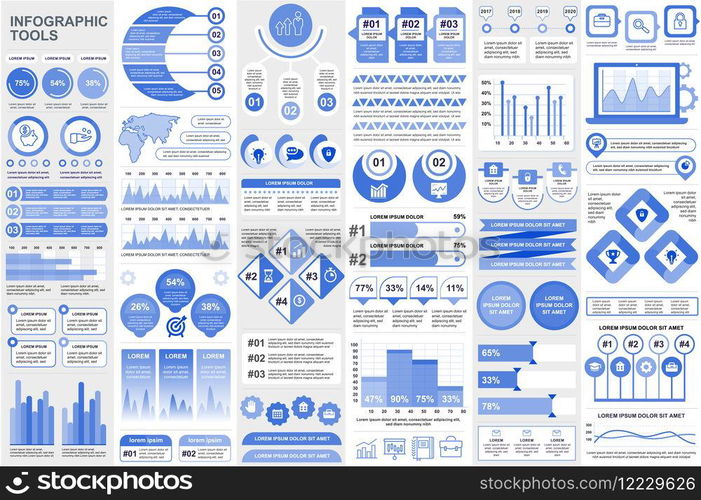 Bundle infographic elements data visualization vector design template. Can be used for steps, business processes, workflow, diagram, flowchart concept, timeline, marketing icons, info graphics.