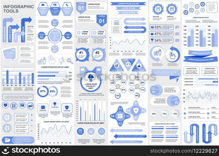 Bundle infographic elements data visualization vector design template. Can be used for steps, business processes, workflow, diagram, flowchart concept, timeline, marketing icons, info graphics.