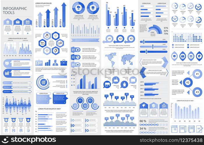 Bundle infographic elements data visualization vector design template. Can be used for steps, business processes, workflow, diagram, flowchart concept, timeline, marketing icons, info graphics.