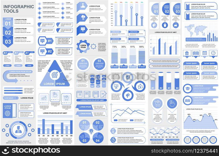 Bundle infographic elements data visualization vector design template. Can be used for steps, business processes, workflow, diagram, flowchart concept, timeline, marketing icons, info graphics.