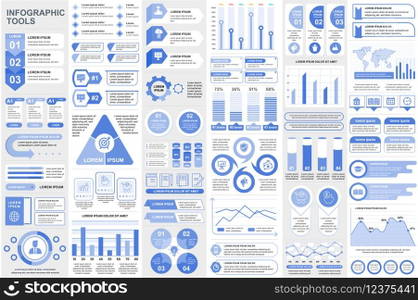 Bundle infographic elements data visualization vector design template. Can be used for steps, business processes, workflow, diagram, flowchart concept, timeline, marketing icons, info graphics.