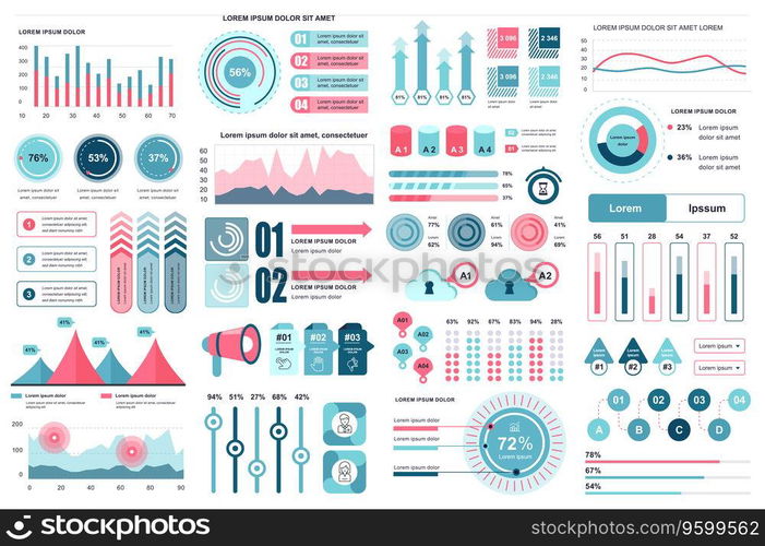 Bundle infographic elements data visualization vector design template. Can be used for steps, business processes, workflow, diagram, flowchart concept, timeline, marketing icons, info graphics.