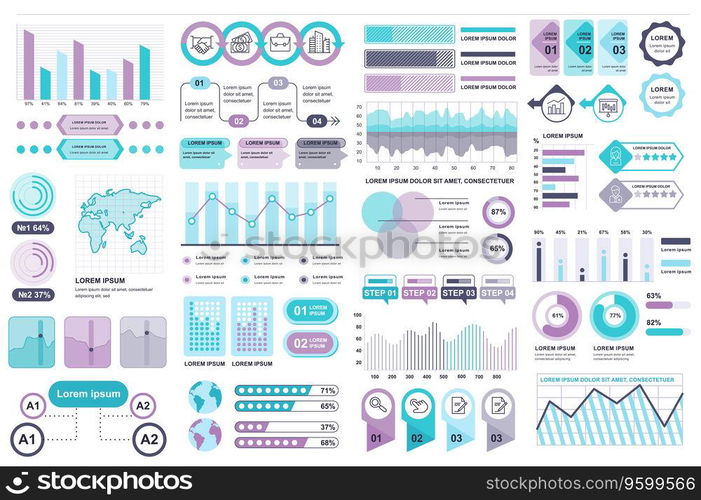 Bundle infographic elements data visualization vector design template. Can be used for steps, business processes, workflow, diagram, flowchart concept, timeline, marketing icons, info graphics.