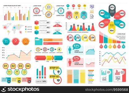 Bundle infographic elements data visualization vector design template. Can be used for steps, business processes, workflow, diagram, flowchart concept, timeline, marketing icons, info graphics.