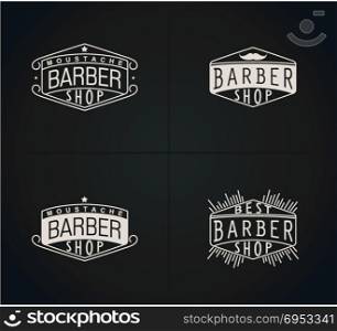 Bundle of four retro emblems for Barber Shop. Set of vector emblems Barber Shop in vintage style. Modern linear minimalism. Design for Logos, Stamp, Badges, Signboard, t-shirts and others.