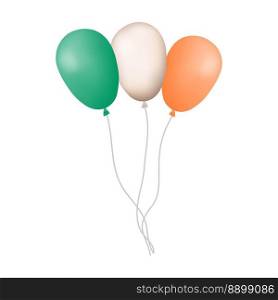 Bundle of three balloons on a string. Air rubber balloons inflated with air or gel on a white background. Can be used to decorate any holiday. Vector illustration..  Air rubber balloons inflated with air or gel.
