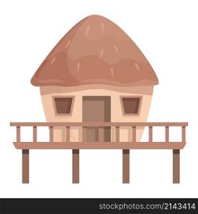 Bungalow building icon cartoon vector. Island house. Sea hawaii. Bungalow building icon cartoon vector. Island house