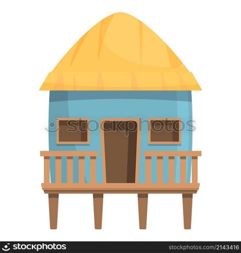 Bungalow hut icon cartoon vector. Beach house. Sea villa. Bungalow hut icon cartoon vector. Beach house