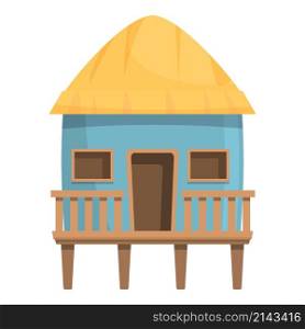 Bungalow hut icon cartoon vector. Beach house. Sea villa. Bungalow hut icon cartoon vector. Beach house