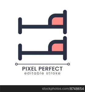 Bunk bed pixel perfect RGB color ui icon. Kids bedroom arrangement. Simple filled line element. GUI, UX design for mobile app. Vector isolated pictogram. Editable stroke. Poppins font used. Bunk bed pixel perfect RGB color ui icon