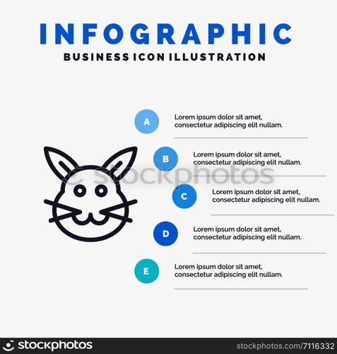 Bunny, Bunny, Easter, Rabbit Line icon with 5 steps presentation infographics Background