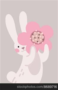 Bunny cute flower poster