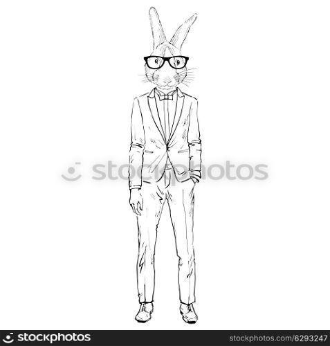 bunny dressed up in tuxedo