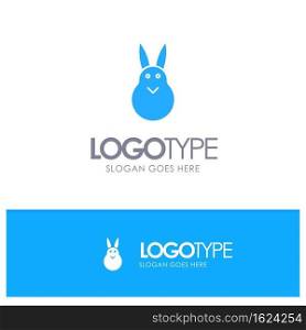 Bunny, Easter, Easter Bunny, Rabbit Blue Solid Logo with place for tagline