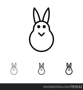 Bunny, Easter, Easter Bunny, Rabbit Bold and thin black line icon set