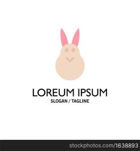 Bunny, Easter, Easter Bunny, Rabbit Business Logo Template. Flat Color