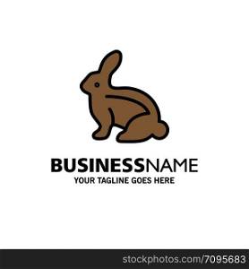 Bunny, Easter, Easter Bunny, Rabbit Business Logo Template. Flat Color