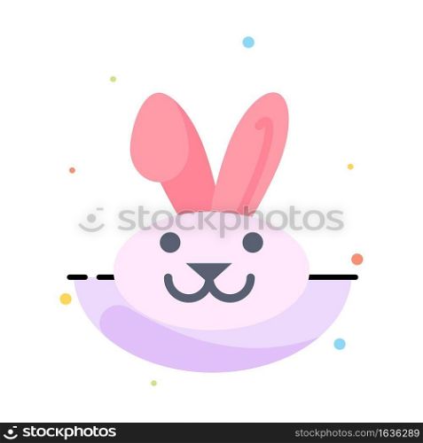Bunny, Easter, Rabbit Abstract Flat Color Icon Template