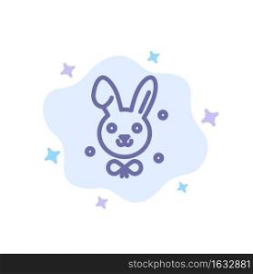 Bunny, Easter, Rabbit Blue Icon on Abstract Cloud Background