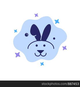 Bunny, Easter, Rabbit Blue Icon on Abstract Cloud Background