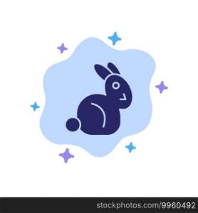 Bunny, Easter, Rabbit Blue Icon on Abstract Cloud Background