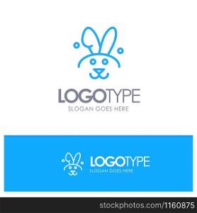 Bunny, Easter, Rabbit Blue Outline Logo Place for Tagline