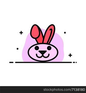 Bunny, Easter, Rabbit Business Flat Line Filled Icon Vector Banner Template