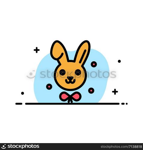 Bunny, Easter, Rabbit Business Flat Line Filled Icon Vector Banner Template