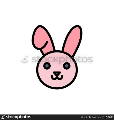 Bunny, Easter, Rabbit Flat Color Icon. Vector icon banner Template