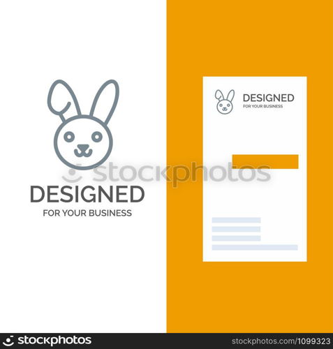 Bunny, Easter, Rabbit Grey Logo Design and Business Card Template