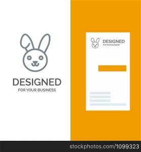 Bunny, Easter, Rabbit Grey Logo Design and Business Card Template