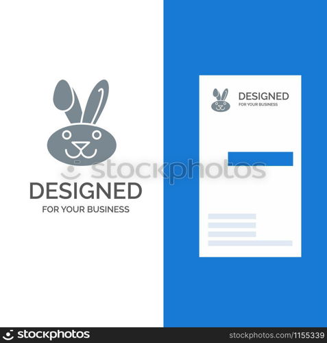 Bunny, Easter, Rabbit Grey Logo Design and Business Card Template
