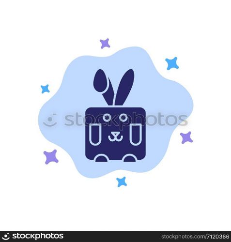 Bunny, Easter, Rabbit, Holiday Blue Icon on Abstract Cloud Background