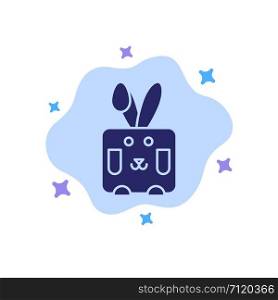 Bunny, Easter, Rabbit, Holiday Blue Icon on Abstract Cloud Background