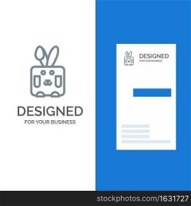 Bunny, Easter, Rabbit, Holiday Grey Logo Design and Business Card Template