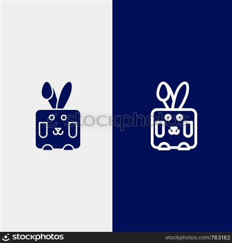 Bunny, Easter, Rabbit, Holiday Line and Glyph Solid icon Blue banner Line and Glyph Solid icon Blue banner